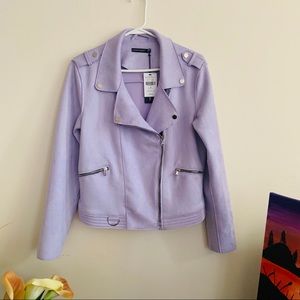 NWT Purple Faux Suede Moto Jacket